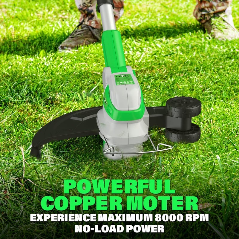 SOYUS 20V Cordless Electric Weed Wacker, 12 Inch String Trimmer Battery Powered with Auto Line Feed, Lightweight Grass Trimmer for Lawn Trimming/Edging with 2X 2.0 Ah Battery and Charger - Image 4
